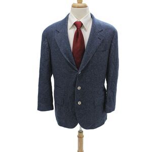 Brunello Cucinelli Mens Blazer Blue Check Silk Size 52